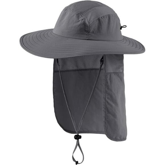Mens UPF 50+ Sun Protection Cap Wide Brim Fishing Hat with Neck Flap Sun Hat - Picture 7 of 7